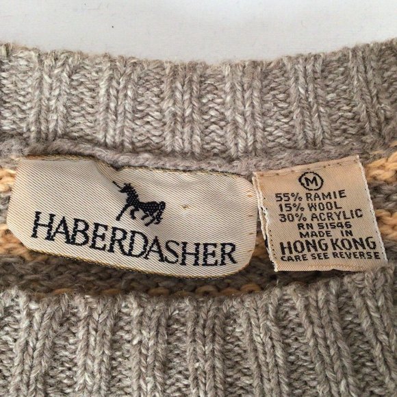 Haberdasher - Light brown and peach vertical stripe pullover sweater - Picture 4 of 5